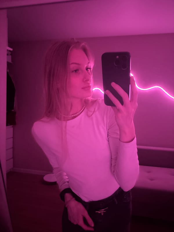 Young woman takes creative selfie session in Perm, Russia