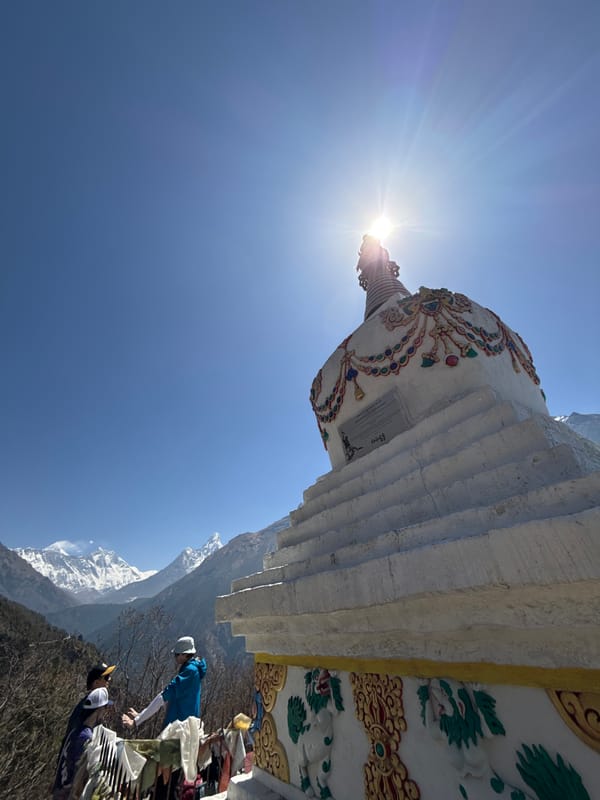 Morning gathering observed at Khumjung monastery stupa, Nepal
