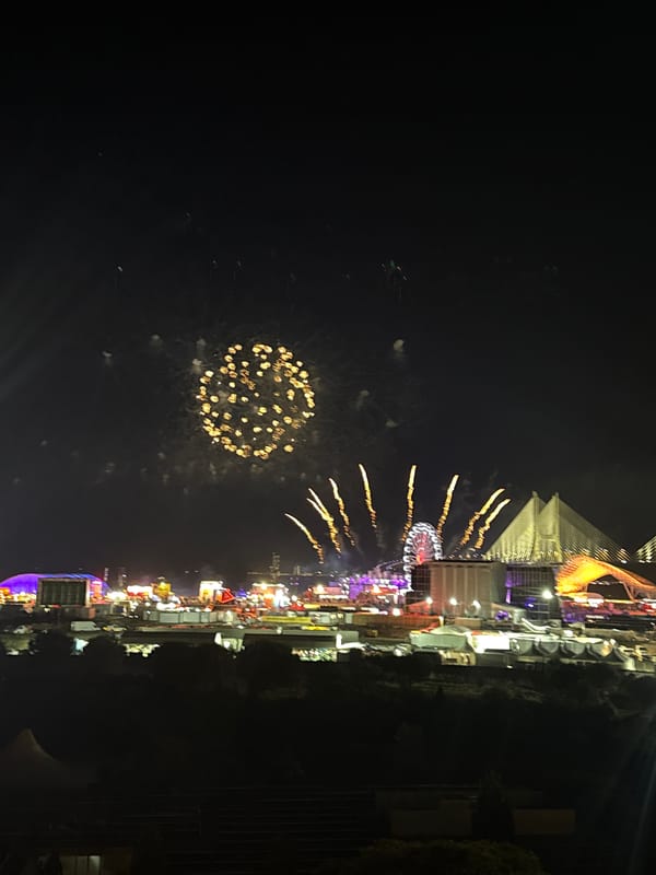 Fireworks light up a fairground night at Parque das Nações