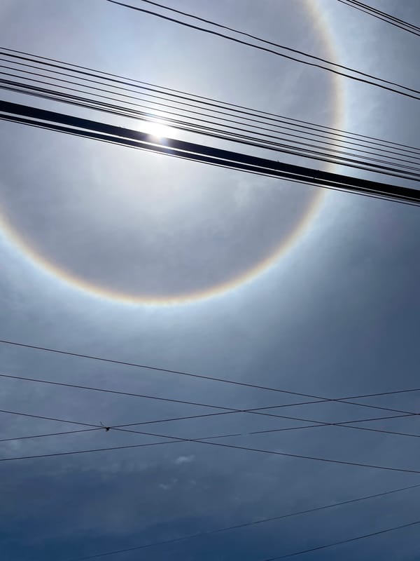 Solar halo observed over Porlamar, Venezuela amid everyday street scenes
