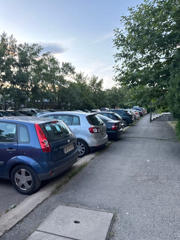 Residential street scenes documented in Sofia during golden hour