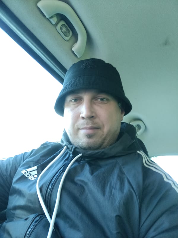 Man Takes Selfie in Vehicle in Šternov, Czechia
