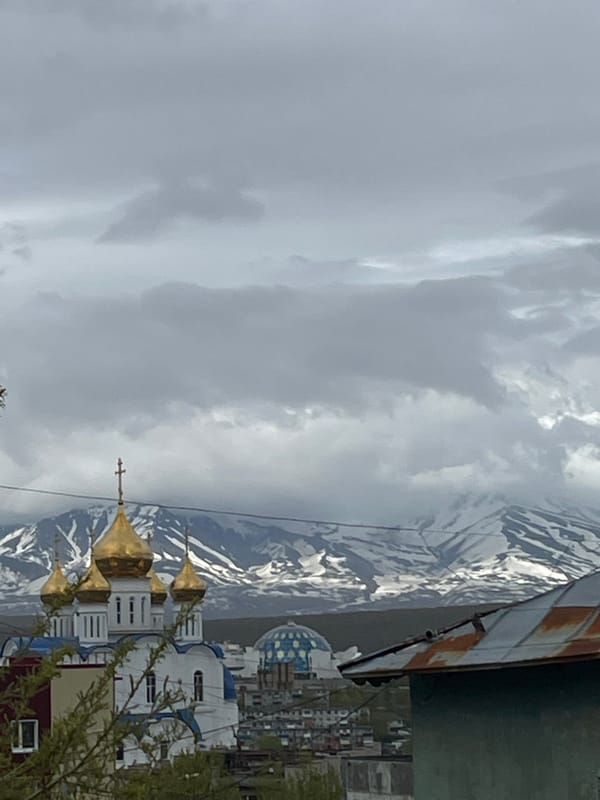 Orthodox churches and mountains captured in Petropavlovsk-Kamchatsky panoramas