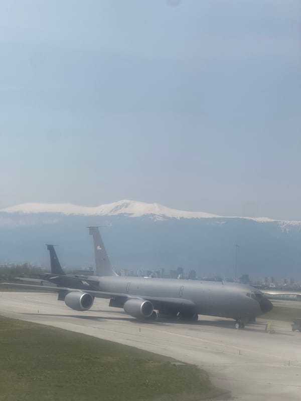 KC-135 Stratotanker spotted on Sofia Airport runway