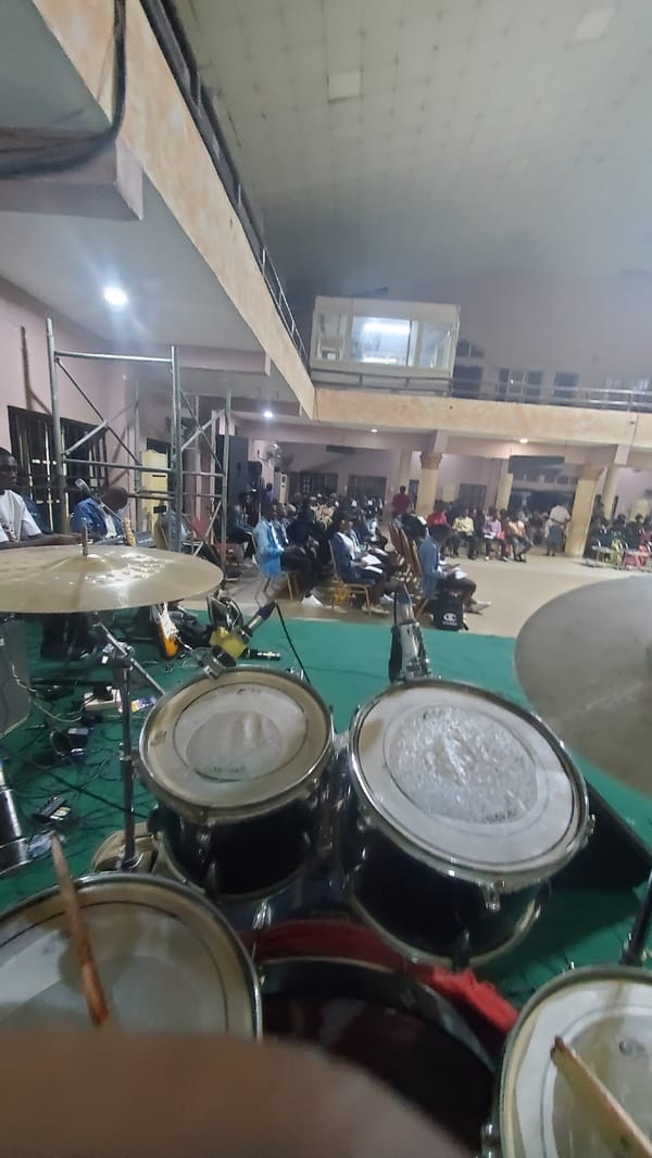 Band rehearsal at a Jalingo church or event hall