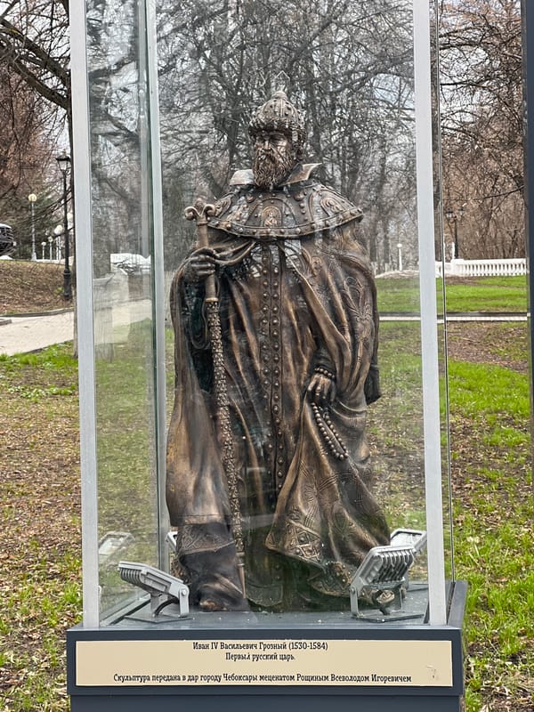 Cheboksary waterfront and Ivan the Terrible statue documented