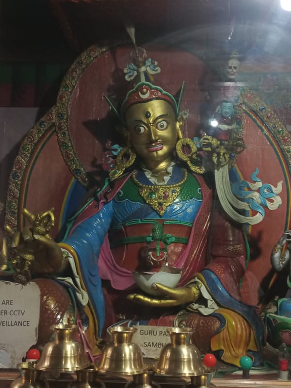 Golden Buddhist statues documented at Manali monastery