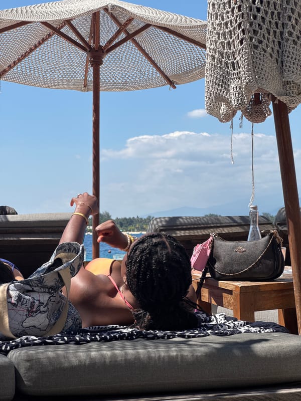 Lazy beach day on the loungers at Gili Trawangan
