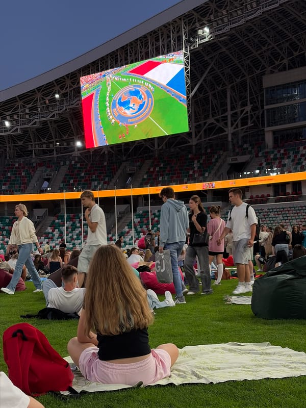 Outdoor event at Minsk's Dinamo Stadium draws a crowd