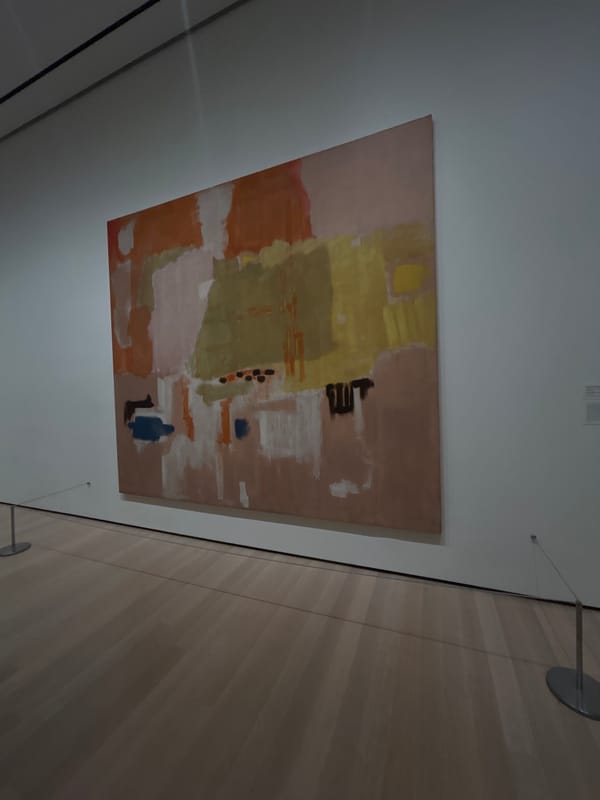 Gallery visitor documents abstract art exhibits in New York