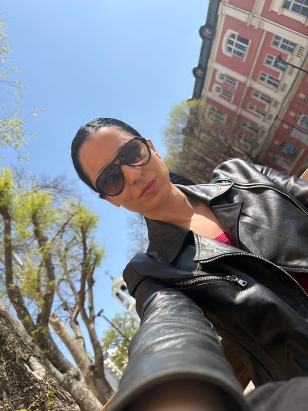 Woman photographed on sunny morning in Pleven, Bulgaria