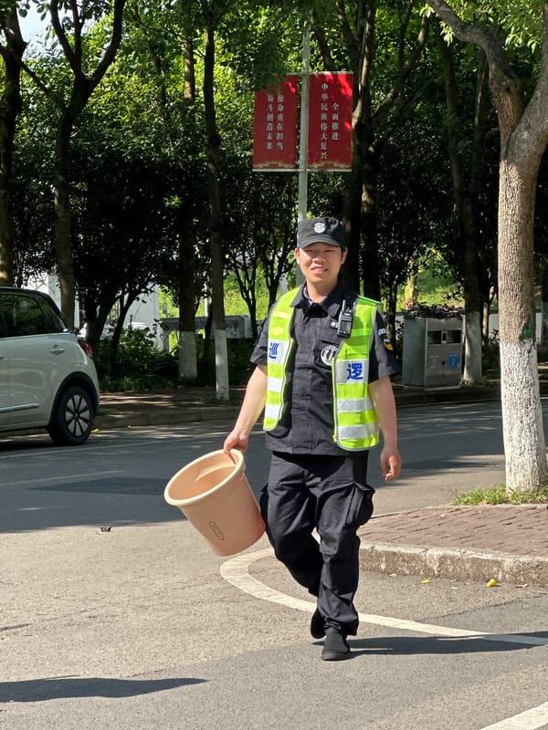 Morning street activity observed in Jiangjin, China