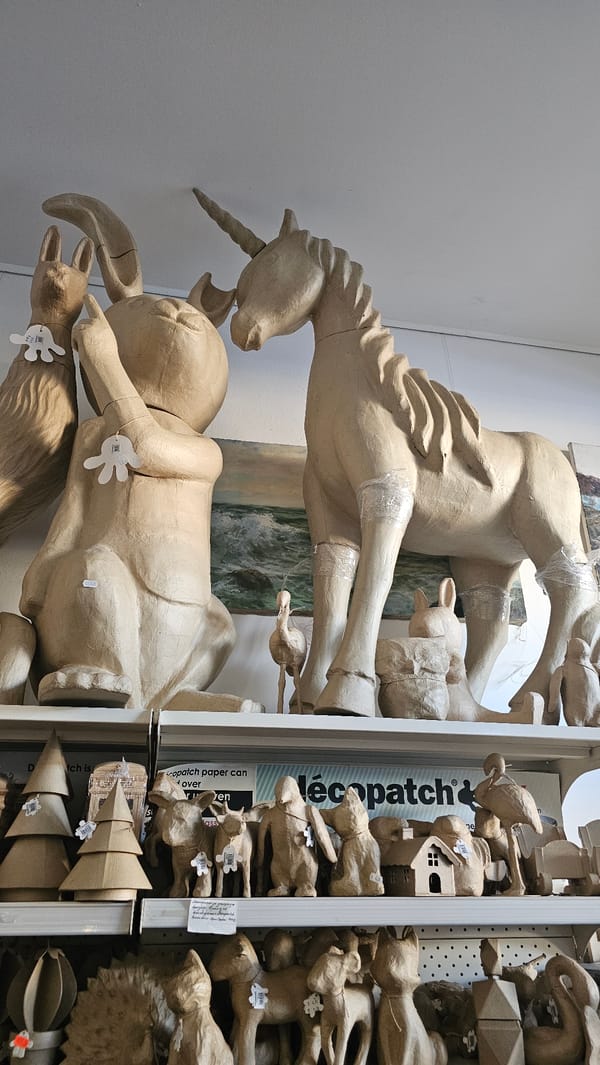 Paper mache figures spotted in Sofia craft store