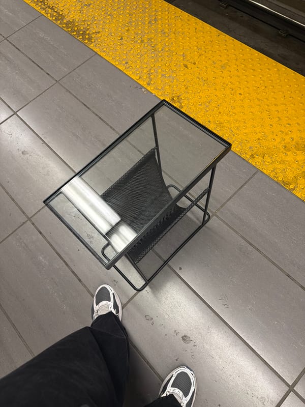 Magazine rack found on tactile paving strip in Montreal