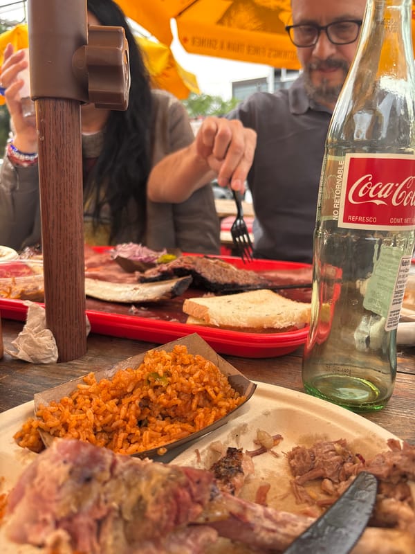Outdoor dining scene documented in Austin on Tuesday evening