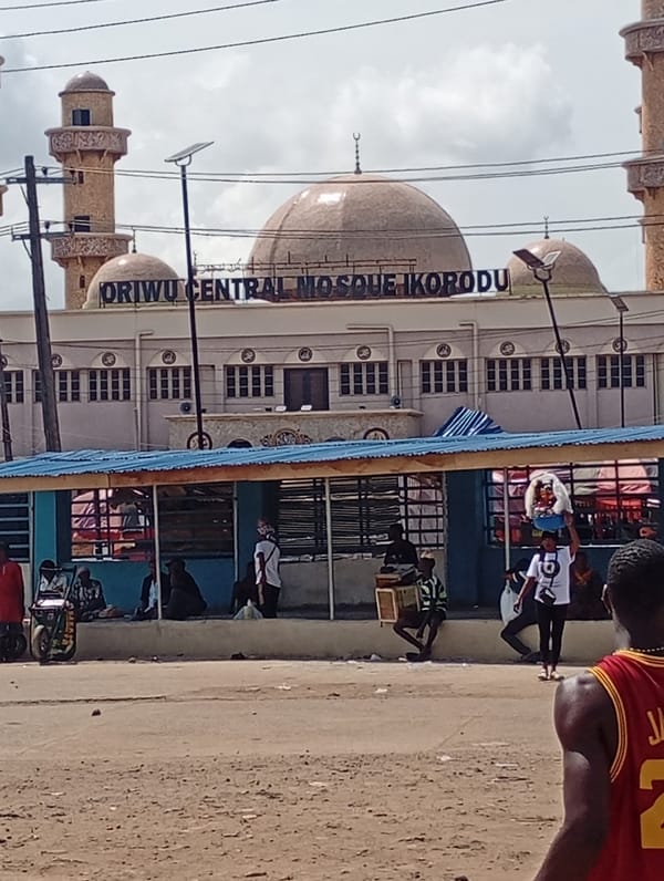 Oriwu Central Mosque photographed in Ikorodu, Nigeria