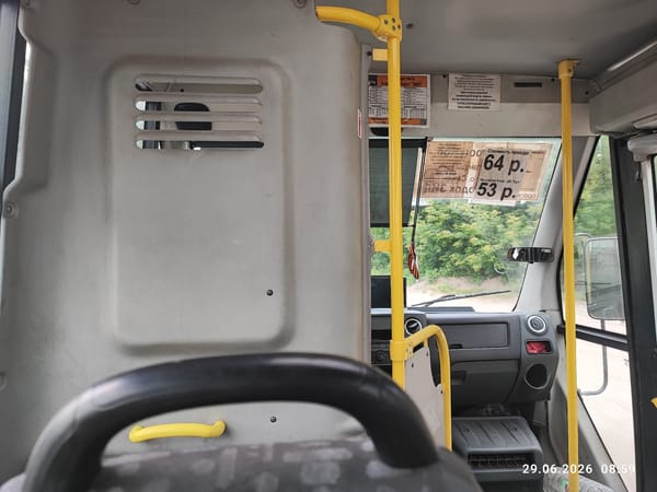 Morning bus ride through Lytkarino, Russia