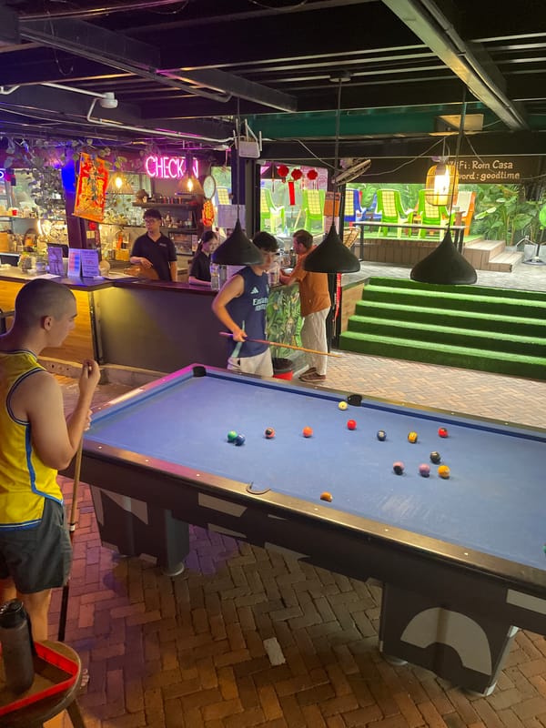 Billiard hall and hostel dorm life in Da Nang
