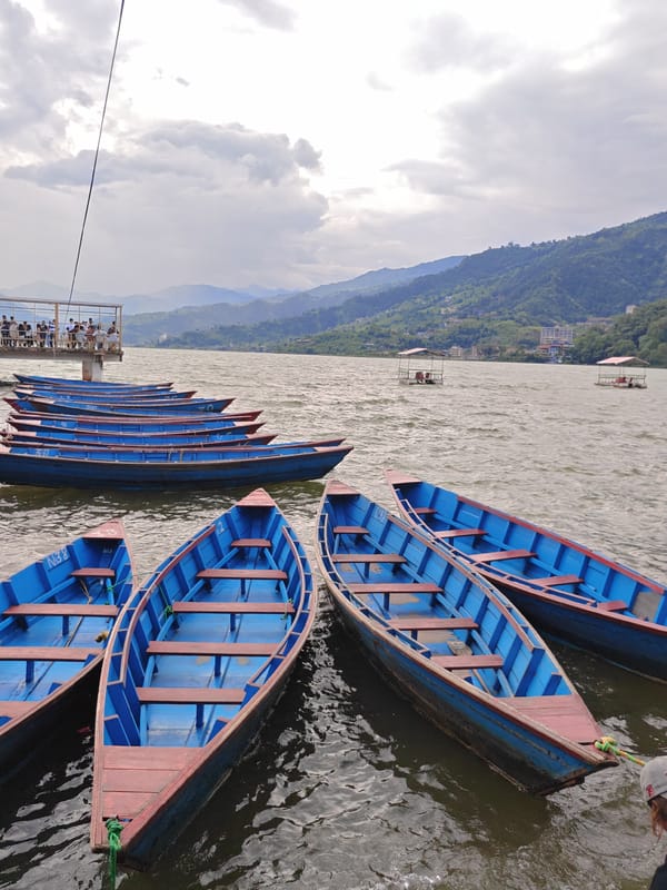 Morning at Phewa Lake, Pokhara's Lakeside buzzing with activity