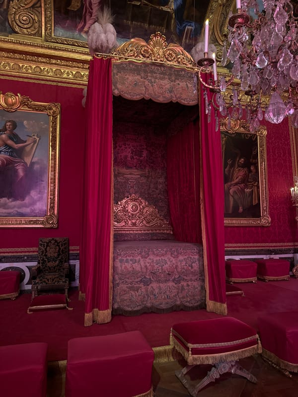 Tourist documents Palace of Versailles interior spaces during morning visit