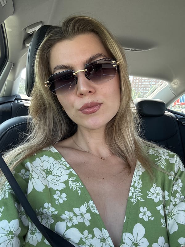 Skincare at home, then out and about in a green floral top