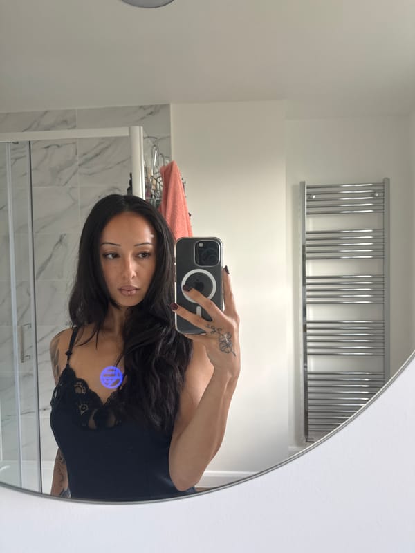 Mirror selfie series across a London home, black lace outfits