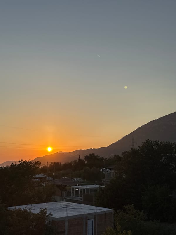 Golden hour across Sustaš and Burtaiši, Montenegro