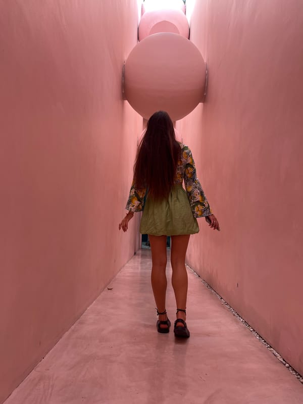 Woman photographed at multiple scenic locations in Choeng Mon