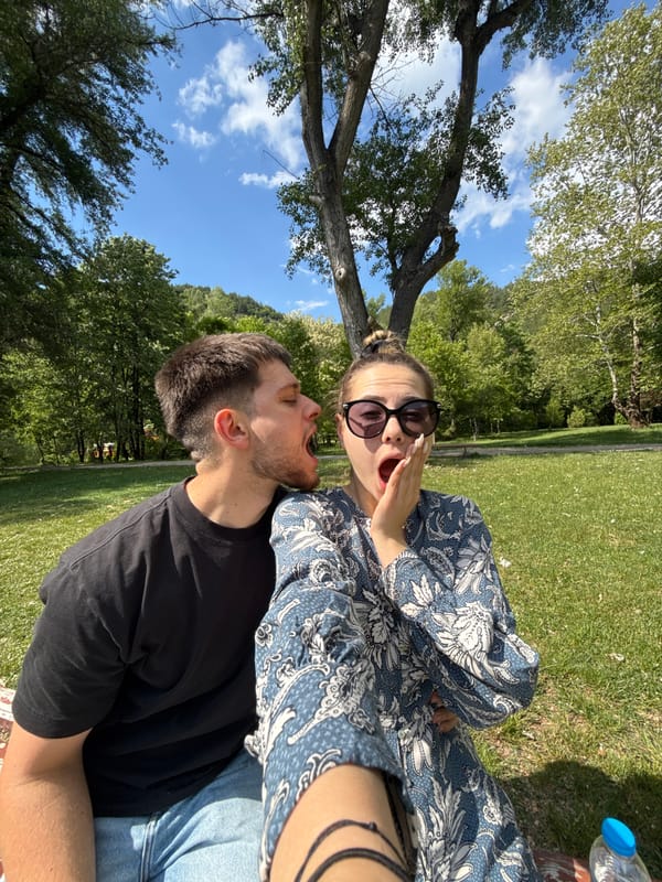 Couple enjoys afternoon park outing in Blagoevgrad