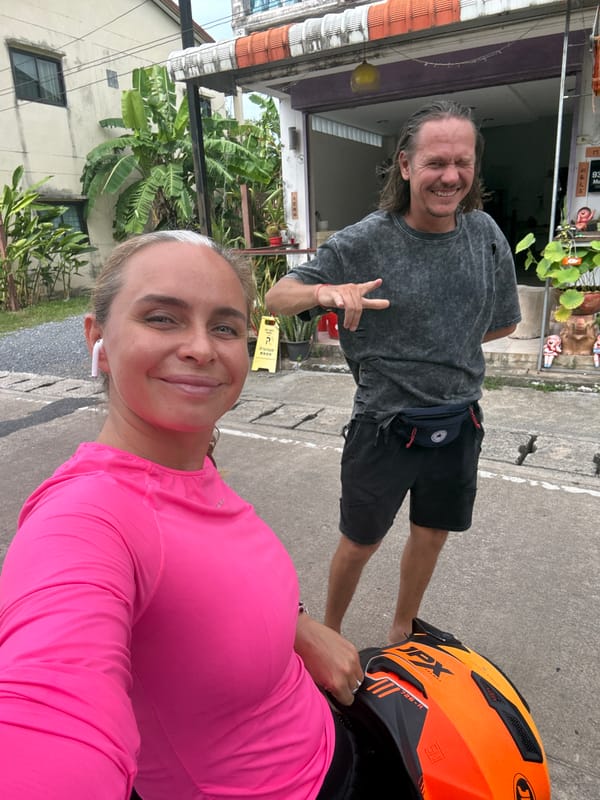 Scooter stop and selfie on a Ko Samui street