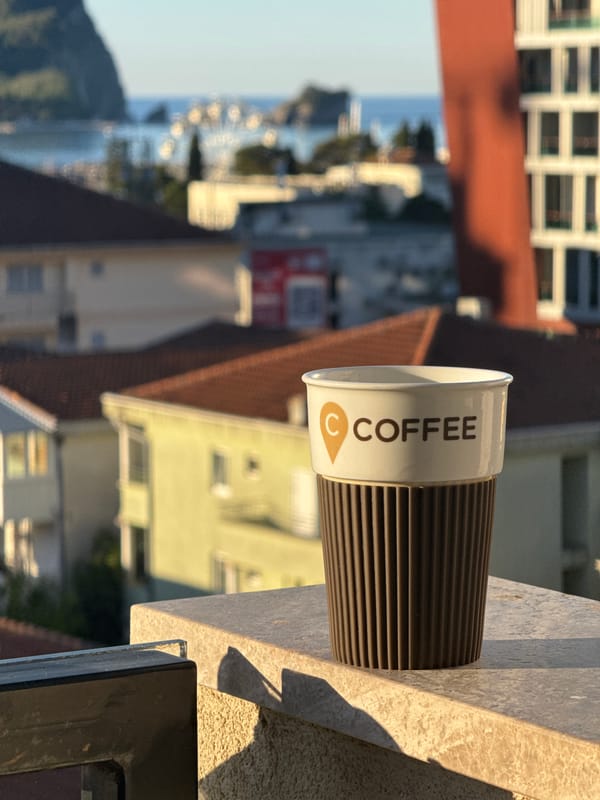 Morning coffee and cookie break on Budva balcony