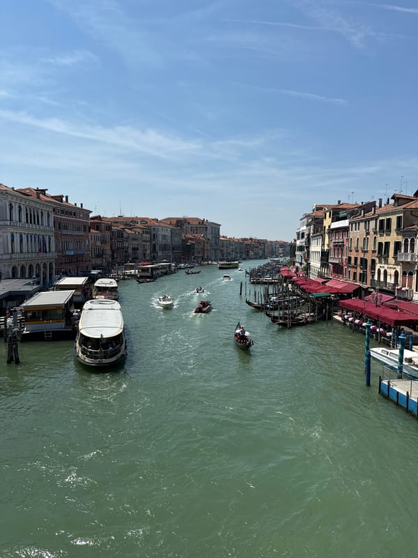 Venice canals on a sunny summer morning