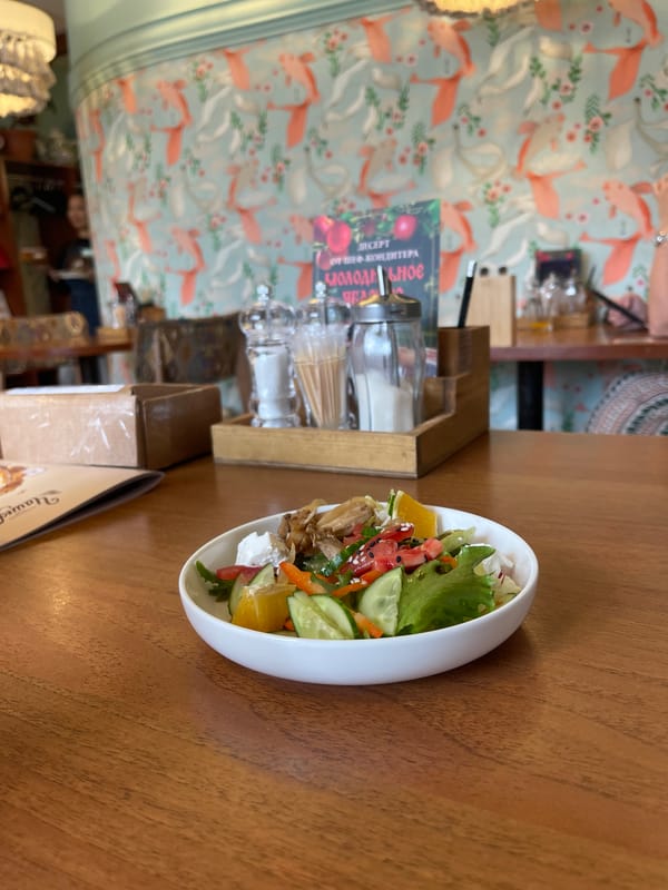 Lunch gathering documented at decorated cafe in Izhevsk, Russia