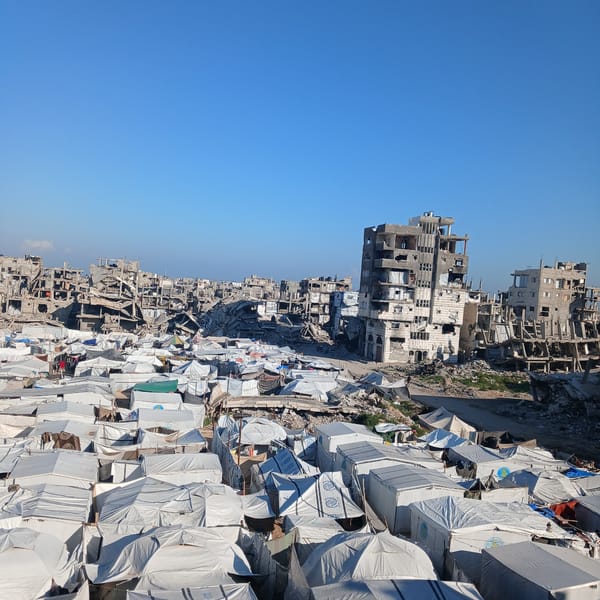 Displacement camps documented amid Gaza City destruction