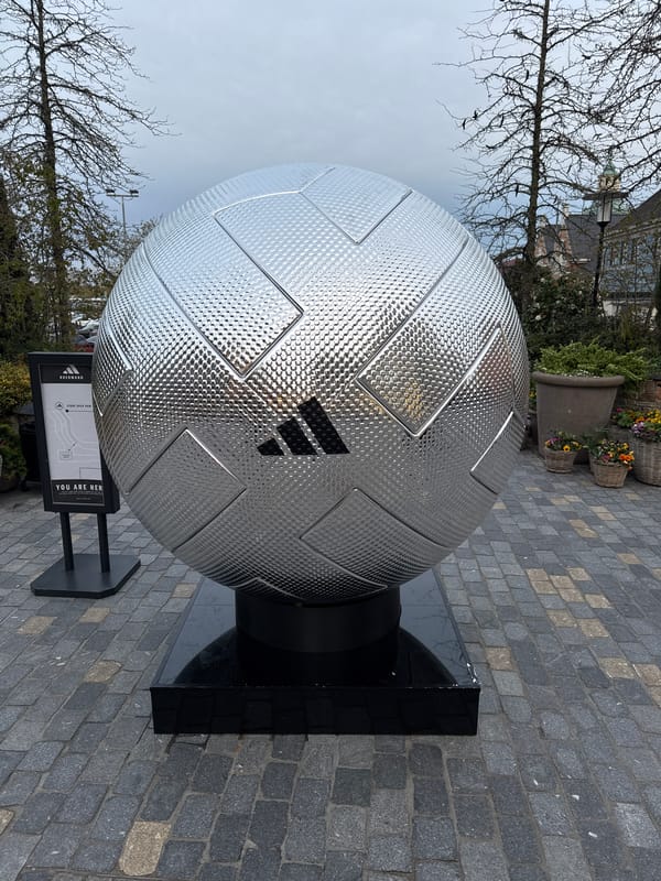 Metallic Adidas soccer ball sculpture spotted in Roermond
