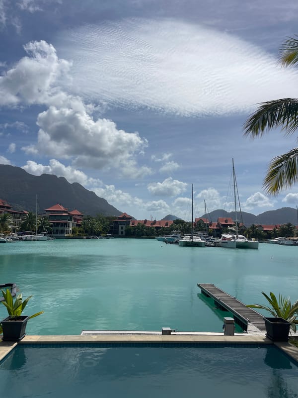Quiet marina morning in Providence, Seychelles