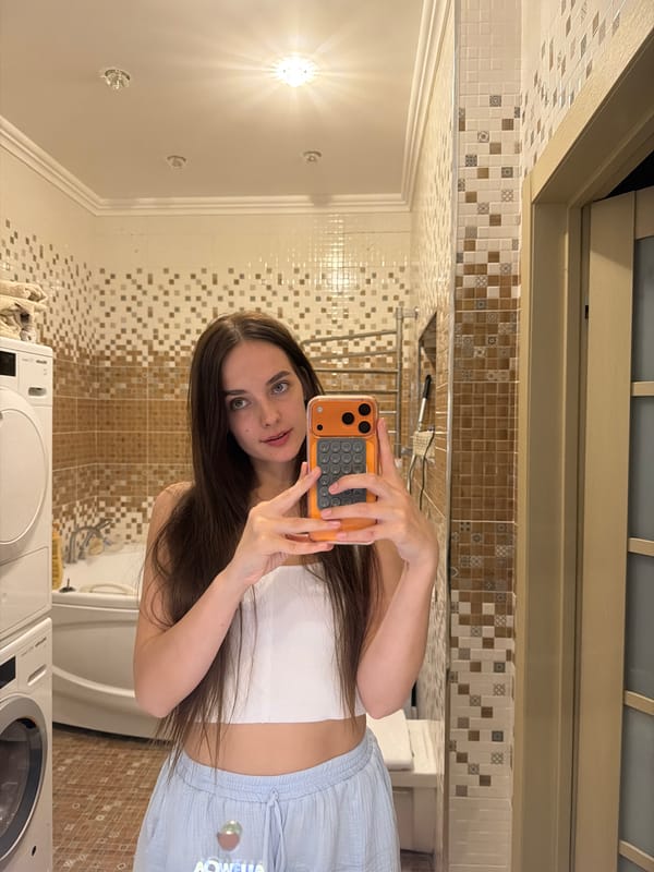 Bathroom mirror selfie session in Ufa, Russia