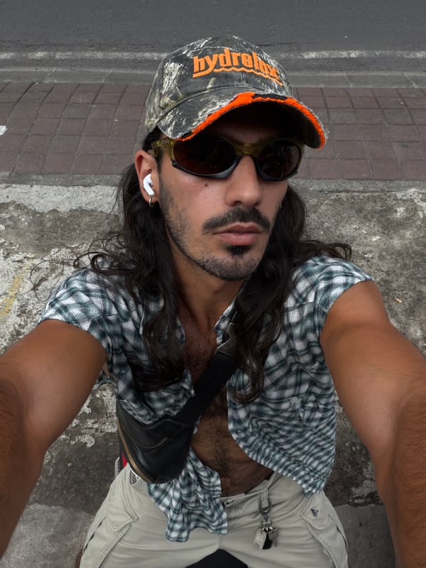 Bearded man in camouflage cap documented across North Kuta locations