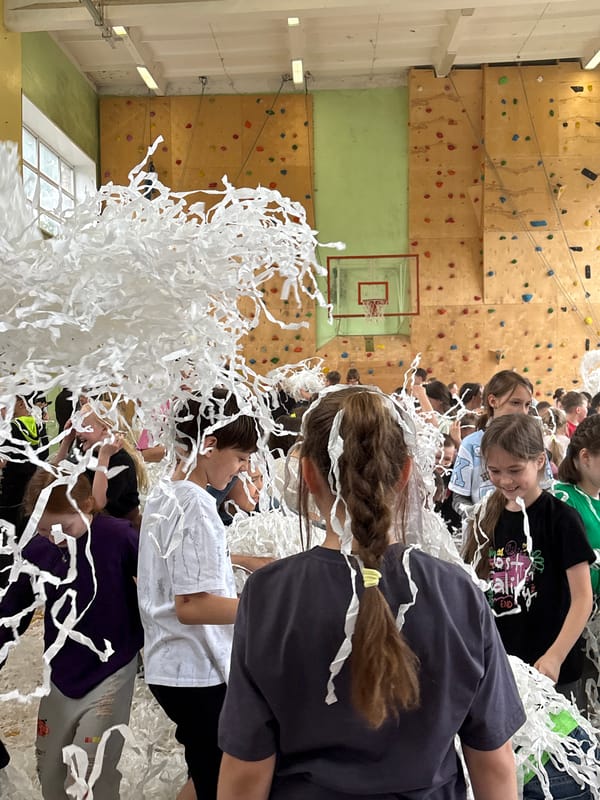 School celebration with polar bear mascots draws children in Izhevsk