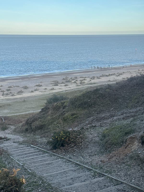 Coastal walk documented in East Suffolk during spring evening