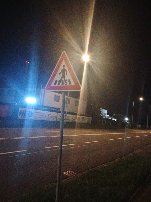 Nighttime documentation walk captures urban scenes in Kroměříž, Czechia