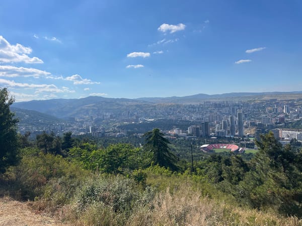 Elevated views over Tbilisi on a clear summer afternoon