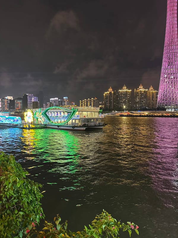 Canton Tower nighttime illumination documented in Guangzhou's Tianhe District