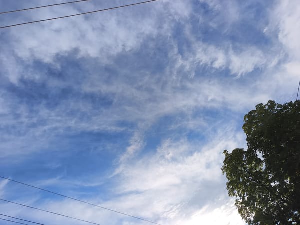 Afternoon sky views over apartment buildings with power lines