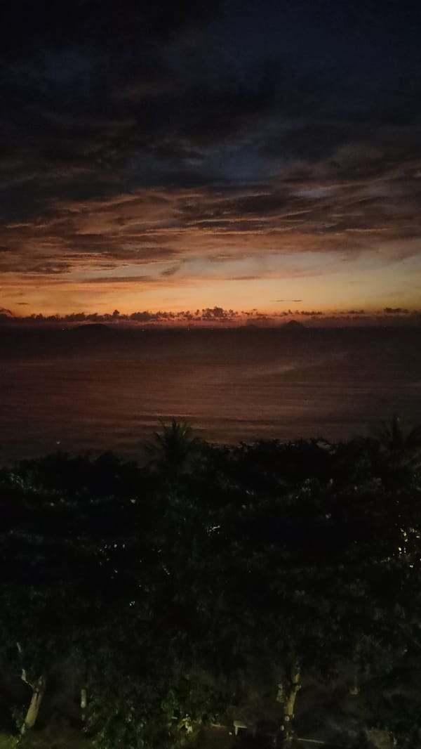 Evening sunset captured over ocean in Nha Trang, Vietnam
