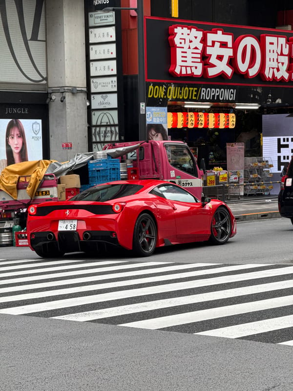 Ferrari parks on crosswalk in Tokyo's Minato district