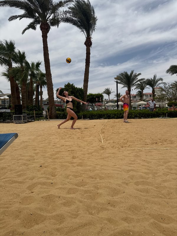 Beach volleyball game witnessed at Safaga resort Thursday morning