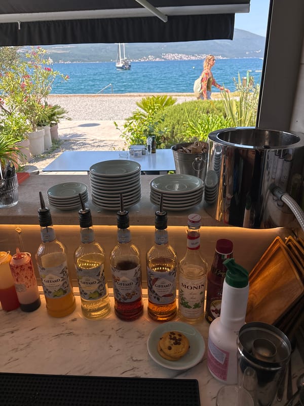 Restaurant operations documented in coastal Tivat, Montenegro