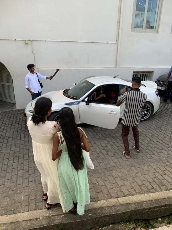 Formal photo shoot among Galle Fort's cobblestones and colonial architecture
