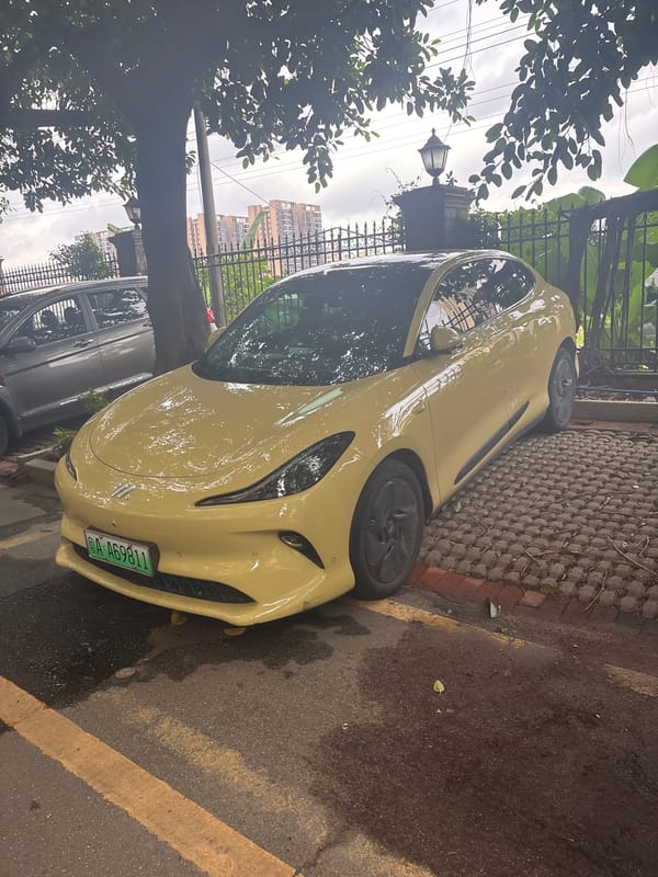Mixed vehicles parked on brick pavers in Nanhai District